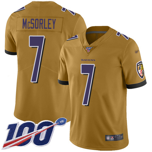 Baltimore Ravens Limited Gold Men Trace McSorley Jersey NFL Football #7 100th Season Inverted Legend